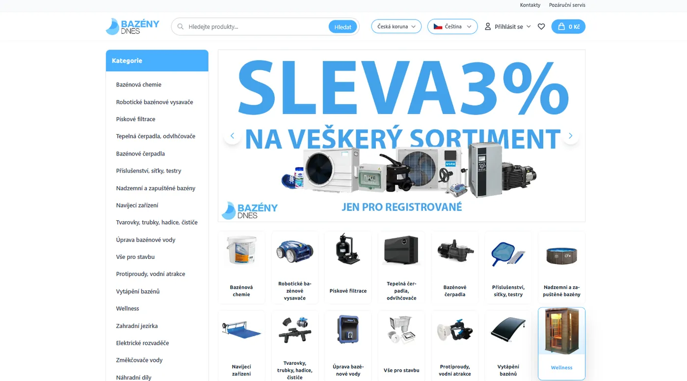 Upravený pohled na e-shop BazényDnes.cz
