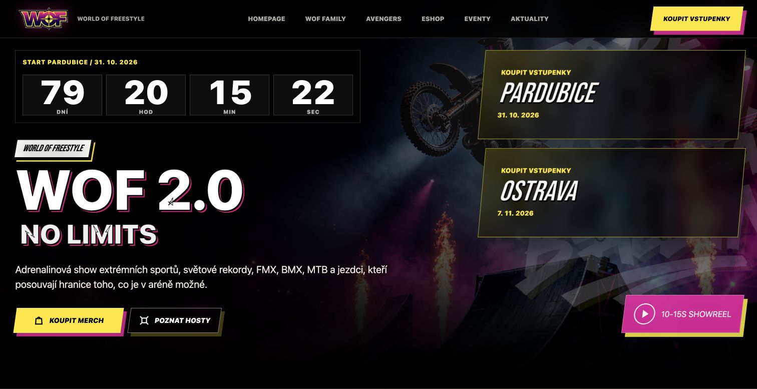 Web W-O-F s programem freestyle show