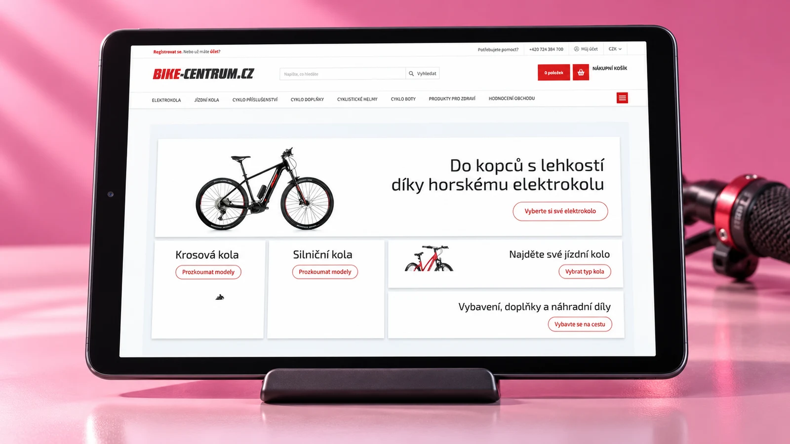 Ilustrační detail rozhraní projektu Bike-Centrum