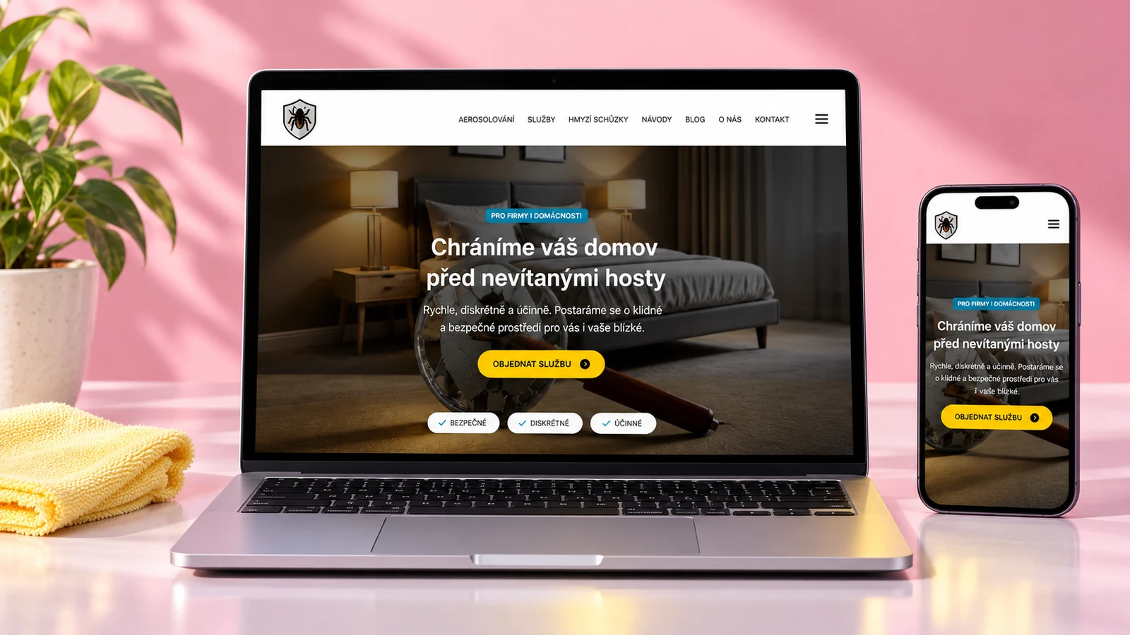 Ilustrační reklamní mockup projektu HmyzPryč