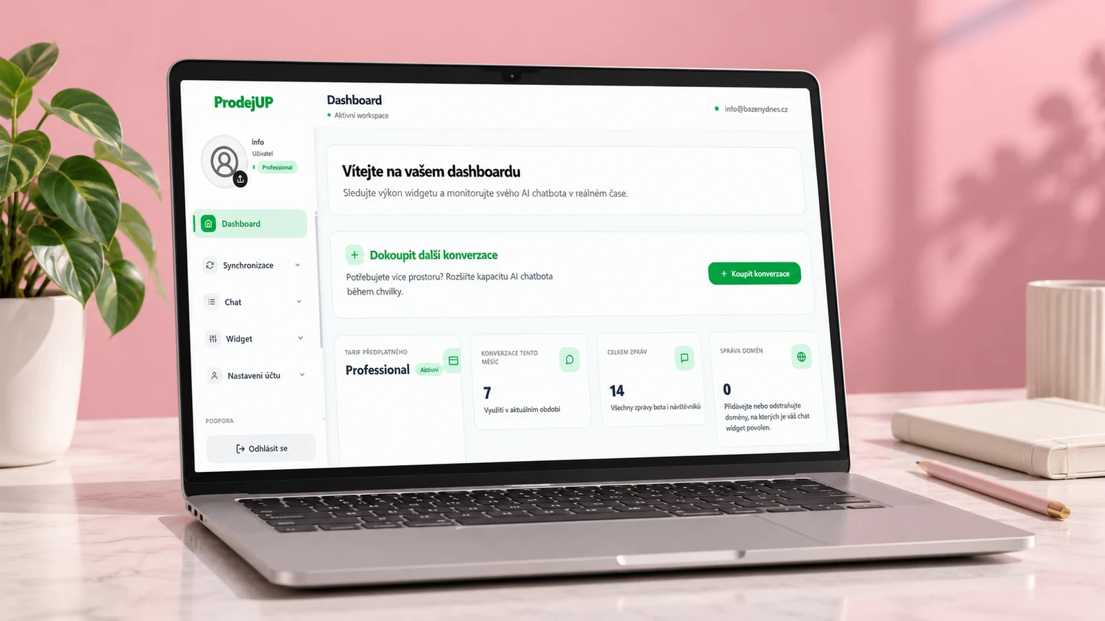 ProdejUP: vlastní SaaS pro zákaznického chatbota: náhled realizovaného projektu