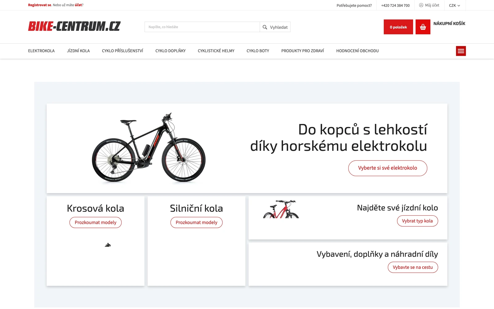 E-shop Bike-Centrum na notebooku